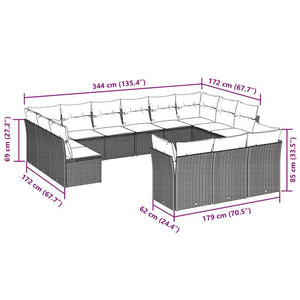 Set Divani Giardino 13 pz con Cuscini Grigio Chiaro Polyrattan 3218452