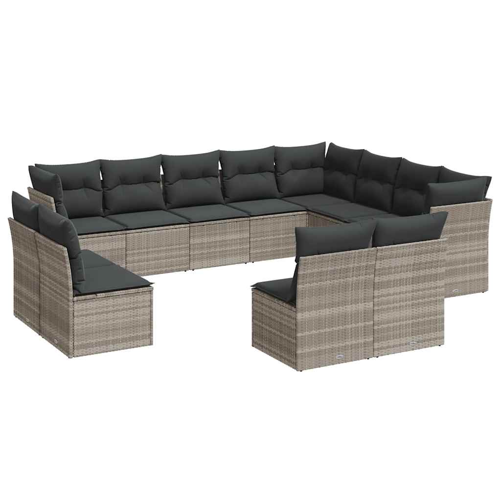 Set Divano Giardino 12 pz con Cuscini Grigio Chiaro Polyrattan
