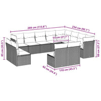 Set Divano Giardino 12 pz con Cuscini Grigio Chiaro Polyrattan