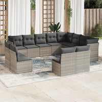 Set Divano Giardino 12 pz con Cuscini Grigio Chiaro Polyrattan