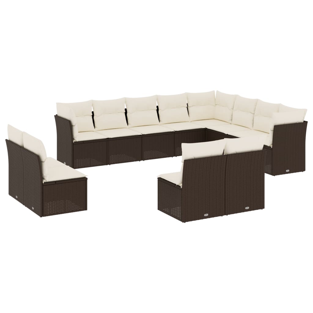 Set Divani da Giardino 12 pz con Cuscini Marrone in Polyrattan 3218473