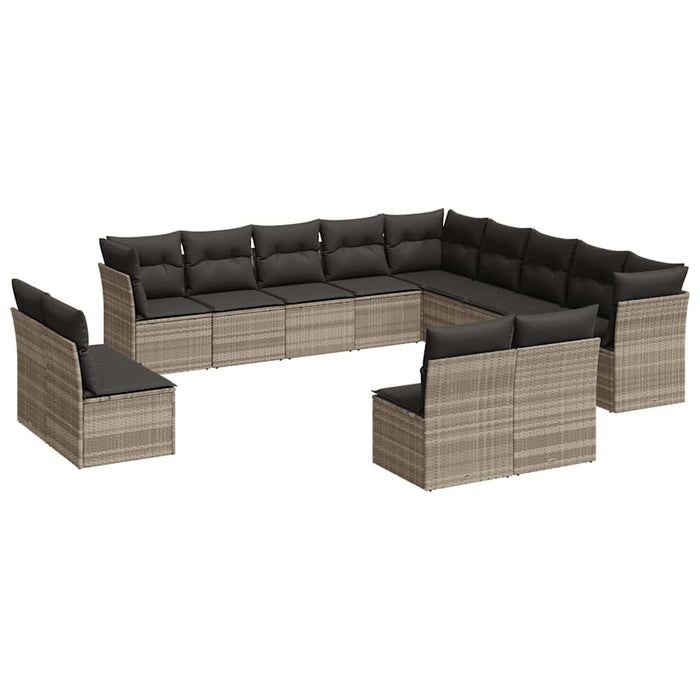 Set Divani Giardino 13 pz con Cuscini Grigio Chiaro Polyrattan
