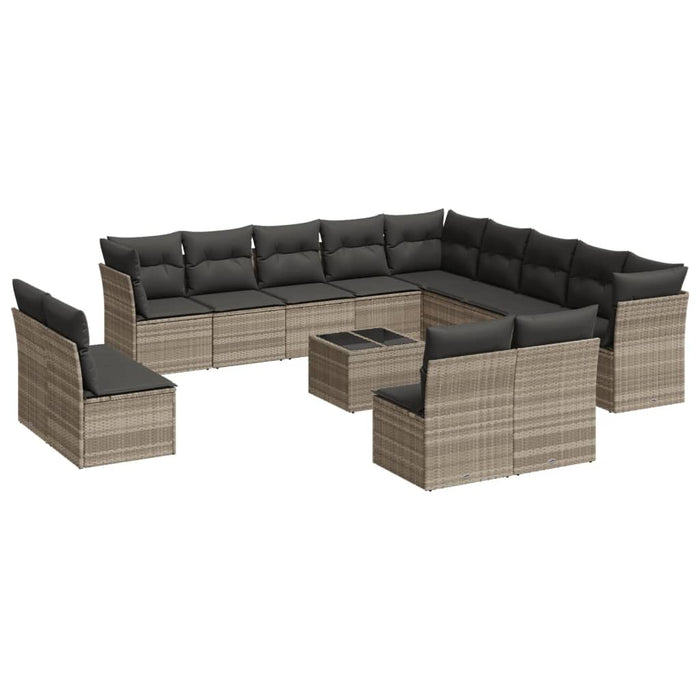 Set Divani da Giardino 14pz con Cuscini in Polyrattan