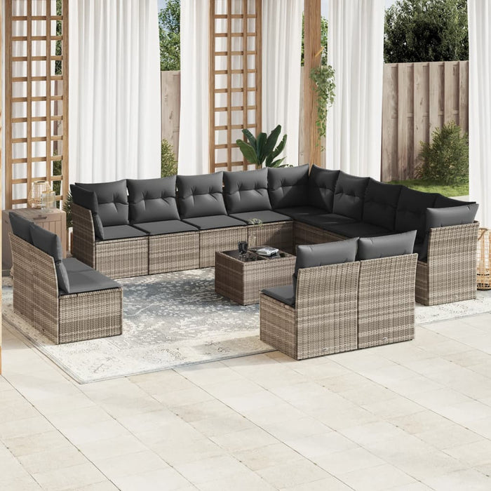 Set Divani da Giardino 14pz con Cuscini in Polyrattan