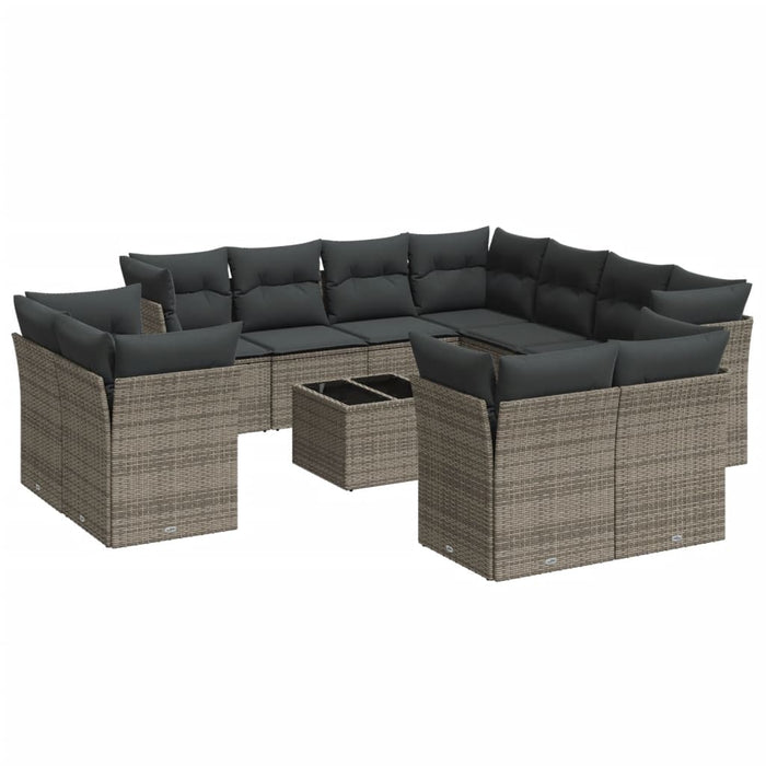 Set Divani da Giardino 12 pz con Cuscini Grigio in Polyrattan 3218520
