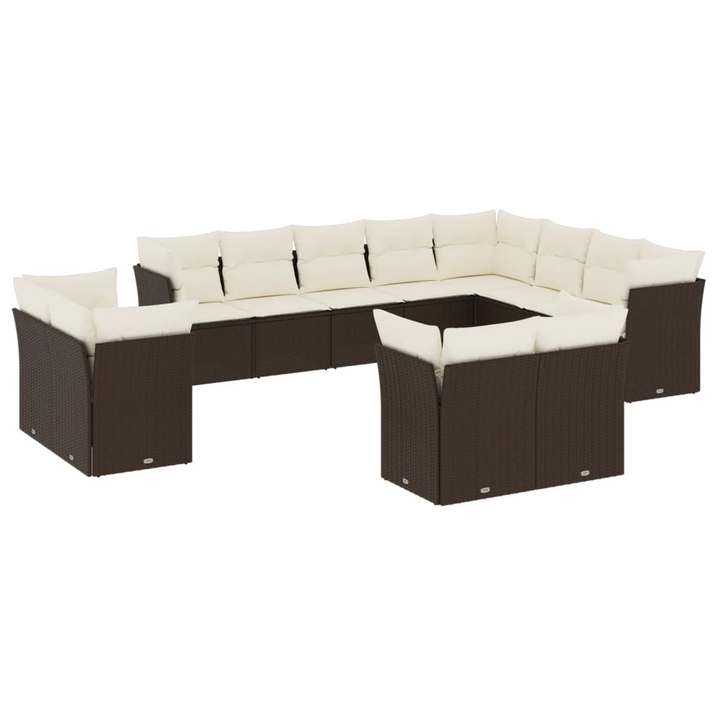Set Divani da Giardino 12 pz con Cuscini Marrone in Polyrattan 3218533