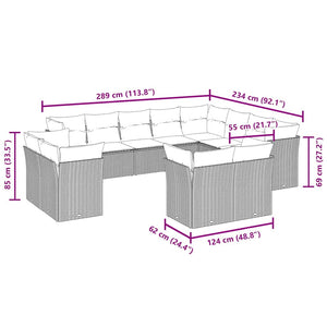 Set Divani da Giardino 12 pz con Cuscini Marrone in Polyrattancod mxl 116384