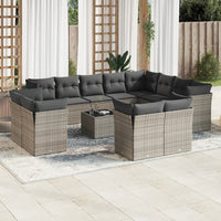 Set Divani da Giardino 13 pz con Cuscini Grigio in Polyrattan