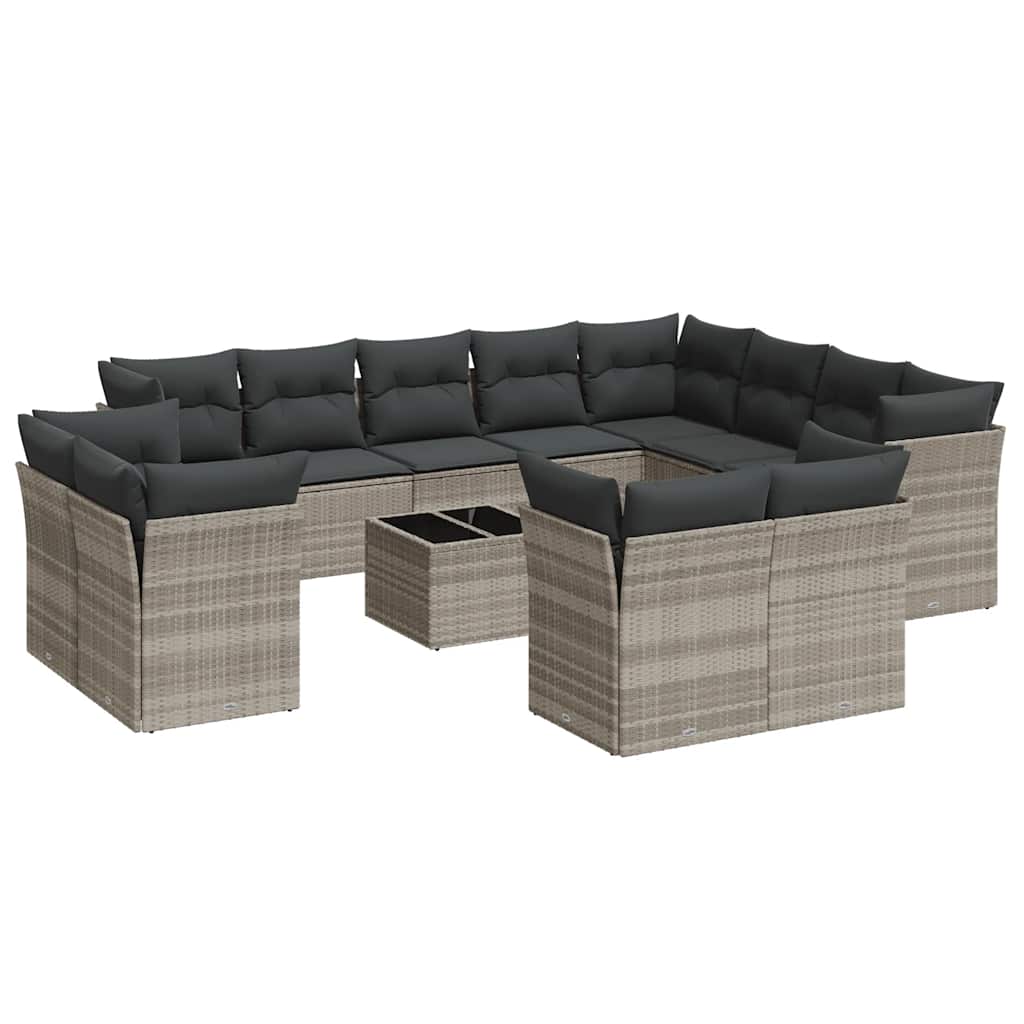 Set Divani Giardino 13 pz con Cuscini Grigio Chiaro Polyrattan 3218542