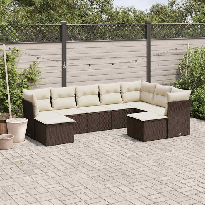 Set Divani da Giardino 9pz con Cuscini Marrone in Polyrattancod mxl 113510