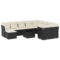 Set Divani da Giardino 11 pz con Cuscini in Polyrattan Nero