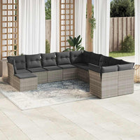 Set Divani da Giardino 11 pz con Cuscini in Polyrattan Grigio