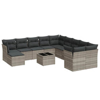Set Divano Giardino 12 pz con Cuscini Grigio Chiaro Polyrattan 3218622