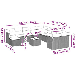 Set Divano Giardino 12 pz con Cuscini Grigio Chiaro Polyrattan 3218622