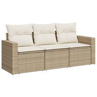 Set Divano da Giardino 3 pz con Cuscini-Sofa da Giardino-Divanetto da esterno Beige in Polyrattan 494253