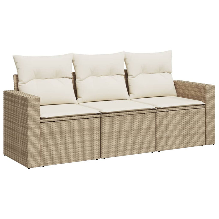 Set Divano da Giardino 3 pz con Cuscini-Sofa da Giardino-Divanetto da esterno Beige in Polyrattan 494253