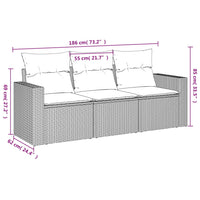 Set Divano da Giardino 3 pz con Cuscini-Sofa da Giardino-Divanetto da esterno Beige in Polyrattan 494253