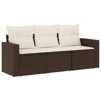 Set Divano da Giardino 3 pz con Cuscini-Sofa da Giardino-Divanetto da esterno Marrone in Polyrattan 485582