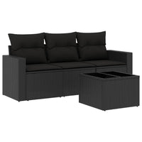 Set Divani da Giardino 4 pz con Cuscini Nero in Polyrattancod mxl 87480