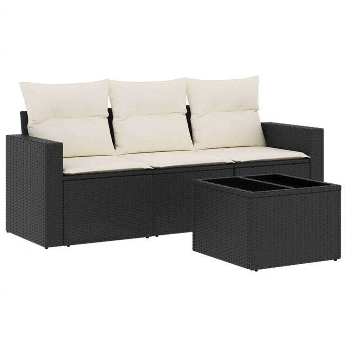 Set Divani da Giardino 4 pz con Cuscini Nero in Polyrattan 3218656