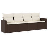 Set Divano da Giardino 4 pz con Cuscini-Sofa da Giardino-Divanetto da esterno Marrone in Polyrattan 413336