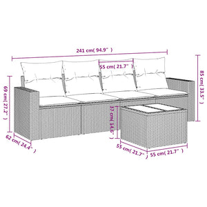 Set Divano da Giardino 5pz con Cuscini-Sofa da Giardino-Divanetto da esterno Grigio Chiaro Polyrattan 486424
