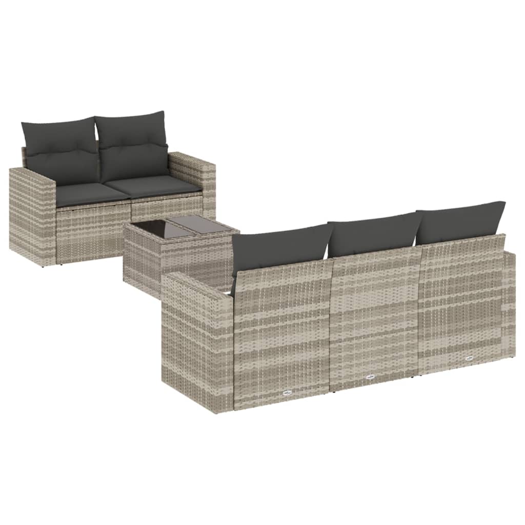vidaXL Set Divano da Giardino 6pz con Cuscini Grigio Chiaro Polyrattan