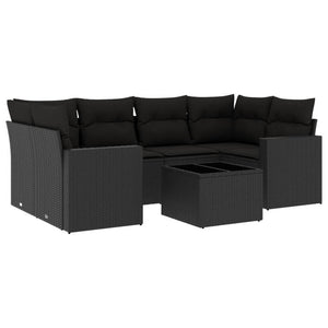 Set Divani da Giardino con Cuscini 7pz Nero Polyrattan 3218705