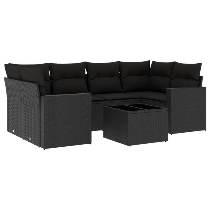 Set Divani da Giardino con Cuscini 7pz Nero Polyrattan 3218705