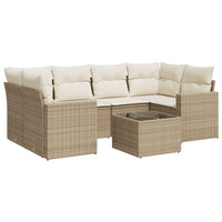Set Divani da Giardino 7 pz con Cuscini Beige in Polyrattan