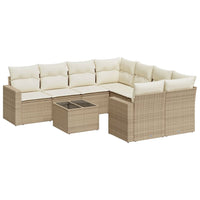 vidaXL Set Divano da Giardino 9 pz con Cuscini Beige in Polyrattan