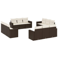Set Divani da Giardino 12 pz con Cuscini Marrone in Polyrattan 3218763