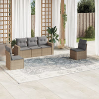 Set Divano da Giardino 5 pz con Cuscini-Sofa da Giardino-Divanetto da esterno Beige in Polyrattan 443512