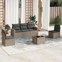 Set Divano da Giardino 6 pz con Cuscini-Sofa da Giardino-Divanetto da esterno Grigio in Polyrattan 625285