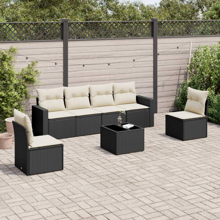 Set Divani da Giardino con Cuscini 7pz Nero Polyrattan 3218806