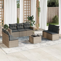 Set Divano da Giardino 8 pz con Cuscini Grigio in Polyrattan