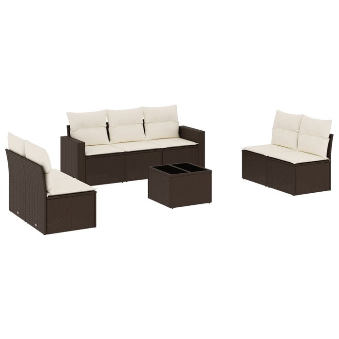 Set Divani da Giardino 8 pz con Cuscini Marrone in Polyrattan 3218833