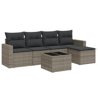 Set Divano da Giardino 6 pz con Cuscini-Sofa da Giardino-Divanetto da esterno Grigio in Polyrattan 703998