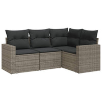Set Divani da Giardino 4 pz con Cuscini in Polyrattan Grigio 3218900