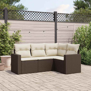 Set Divano da Giardino 4 pz con Cuscini-Sofa da Giardino-Divanetto da esterno Marrone in Polyrattan 124861