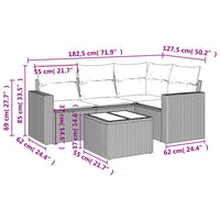 Set Divano da Giardino 5pz con Cuscini-Sofa da Giardino-Divanetto da esterno Grigio Chiaro Polyrattan 522818