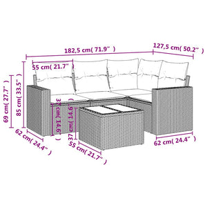 Set Divano da Giardino 5pz con Cuscini-Sofa da Giardino-Divanetto da esterno Grigio Chiaro Polyrattan 522818
