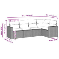 Set Divano da Giardino 5 pz con Cuscini Marrone in Polyrattan 3218923