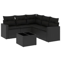 Set Divano da Giardino 6 pz con Cuscini Nero in Polyrattancod mxl 88700