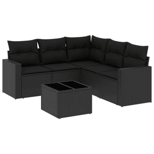 Set Divano da Giardino 6 pz con Cuscini Nero in Polyrattancod mxl 88700