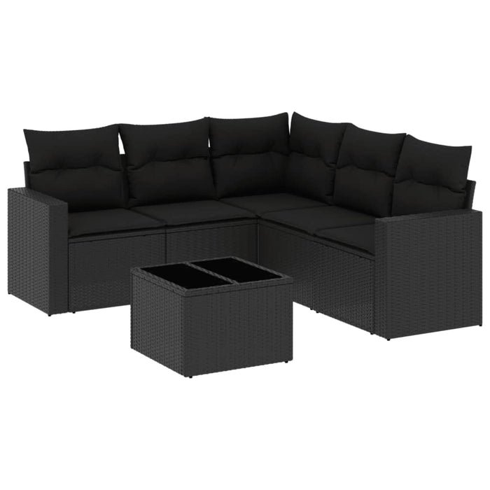 Set Divano da Giardino 6 pz con Cuscini Nero in Polyrattancod mxl 88700