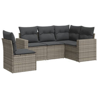 Set Divano da Giardino 5 pz con Cuscini-Sofa da Giardino-Divanetto da esterno Grigio in Polyrattan 918508