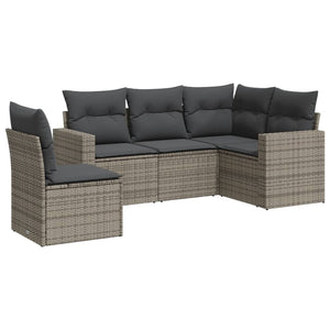Set Divano da Giardino 5 pz con Cuscini-Sofa da Giardino-Divanetto da esterno Grigio in Polyrattan 918508