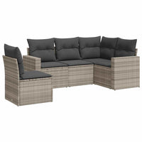 vidaXL Set Divano da Giardino 5pz con Cuscini Grigio Chiaro Polyrattan