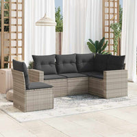 Set Divano da Giardino 5pz con Cuscini-Sofa da Giardino-Divanetto da esterno Grigio Chiaro Polyrattan 933312